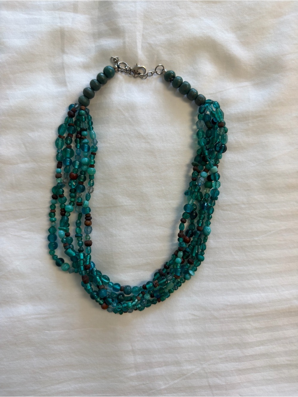 Multi-Strand Teal Beaded Necklace - Women Jewelry